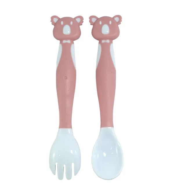 Set de Cuchara y Tenedor Mango Curvo — ROSA