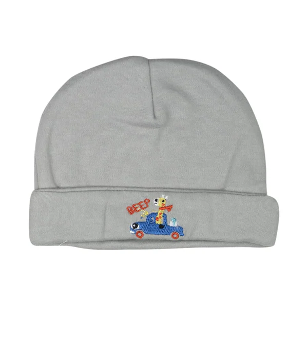 Gorro de Algodón Liso 3-6m — GRIS