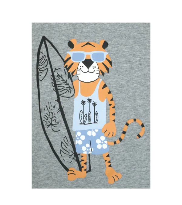 Polera Gris Manga Corta Tigre opción 2
