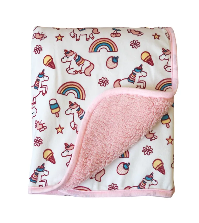 Manta Sherpa Rosa Unicornio opción 2