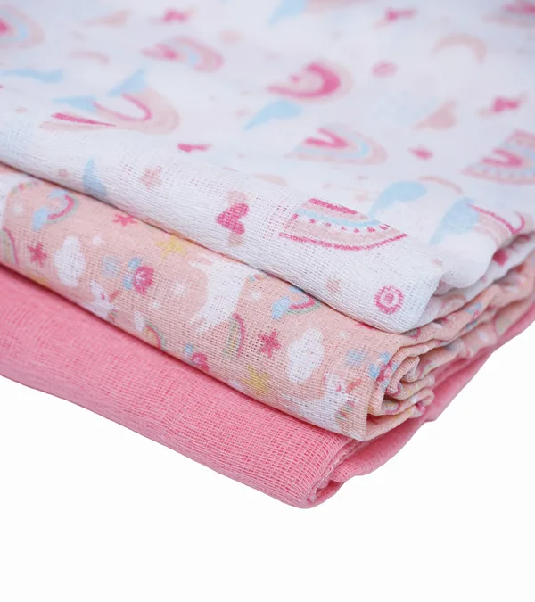 Set de 3 Pañales de Algodón Rosa opción 2