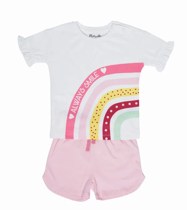 Pijama de Algodón Short y Polera Arcoiris