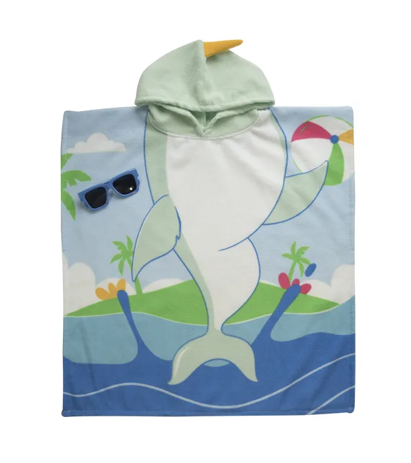 Set  de Poncho de Toalla con Lentes de Sol Tiburón
