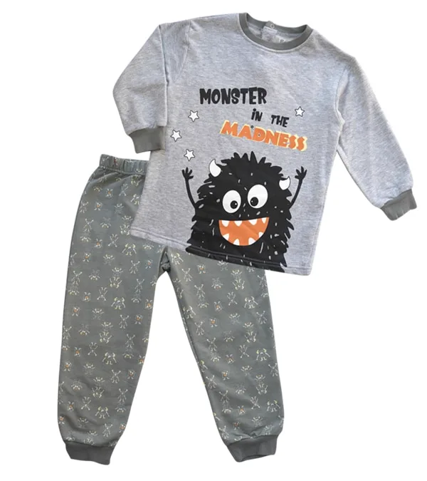 Pijama de Franela Monster — GRIS