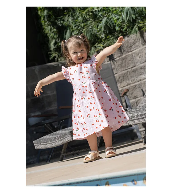 Vestido Rosa Estampado Cherry