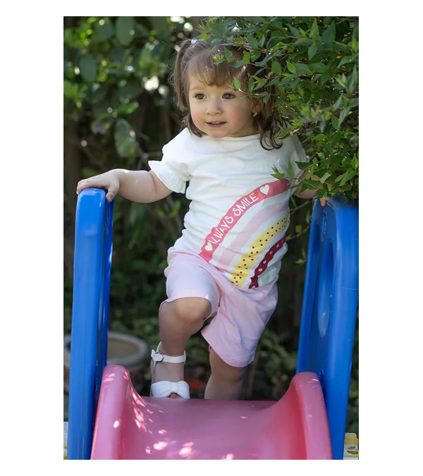 Pijama de Algodón Short y Polera Arcoiris