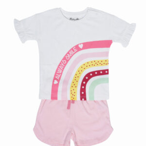 Pijama de Algodón Short y Polera Arcoiris