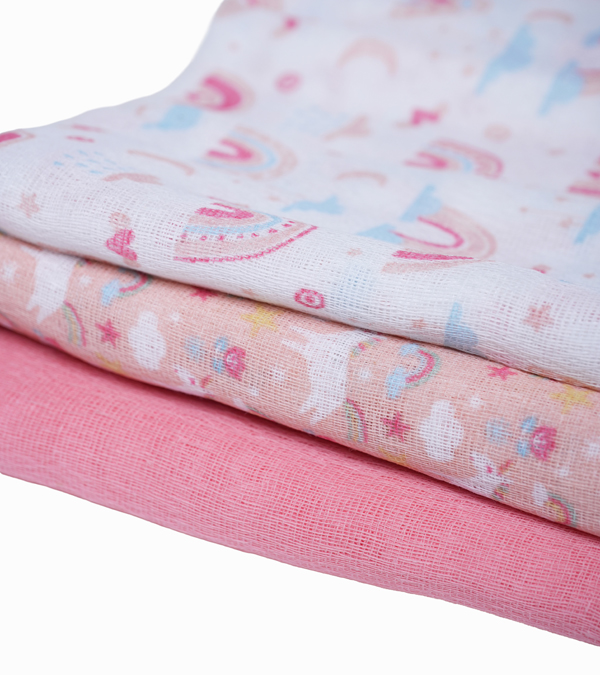 Set de 3 Pañales de Algodón Rosa - Imagen 3